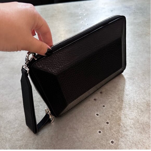 MACKAGE Black Roni Pebbled Leather Structured Crossbody Bag Like New - Picture 12 of 16